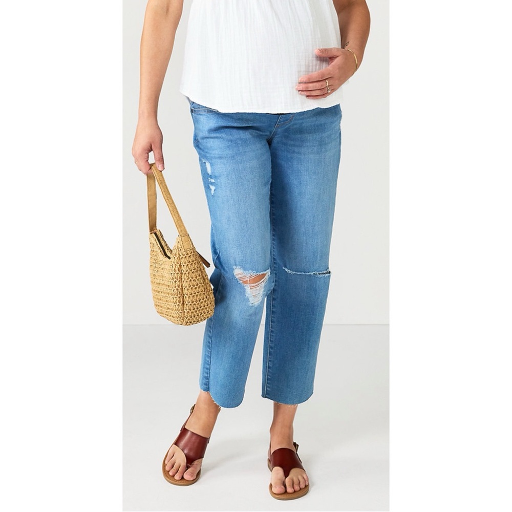 NWT Maternity Sonoma Over-The-Bellly Cropped Straight-Leg Jeans Blue Size 8
